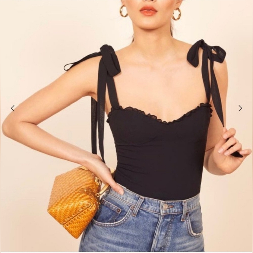 Reformation blanca ruffled smocked top
